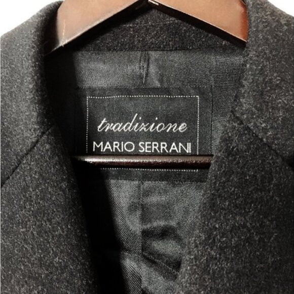 Men's Mario Serrani 90% Virgin Wool & 10% Cashmere Classic Black Coat - Picture 3 of 12